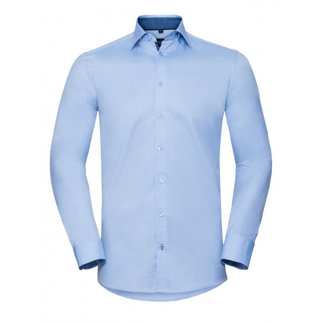 Men´s Long Sleeve Tailored Contrast Herringbone Shirt