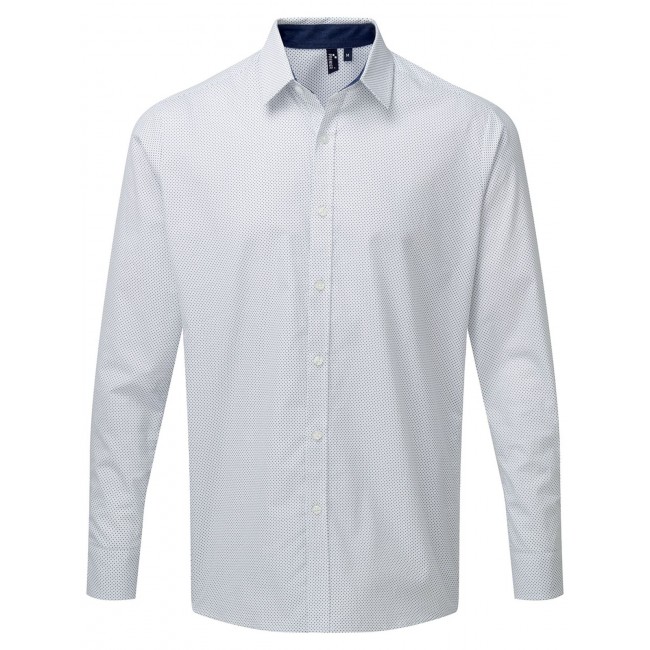 Men's Denim-Pindot Long Sleeve Shirt